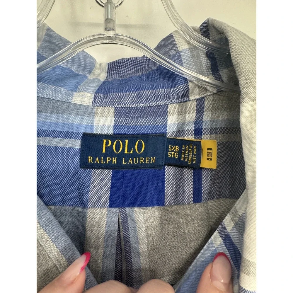 Polo Ralph Lauren Shirt 5XL Big 5XB Plaid Long Sleeve Button Down Flesh Pony